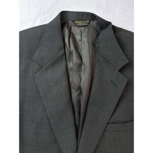 Allyn Saint George Men's Suit Grey Black Stripe L/XL Vtg Two Piece Checked USA